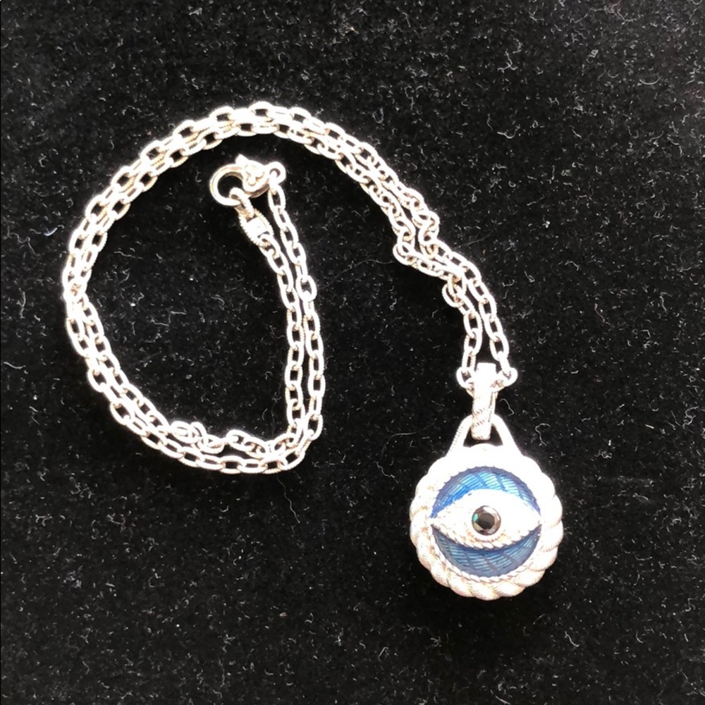 Judith Ripka Evil Eye necklace sterling sapphire